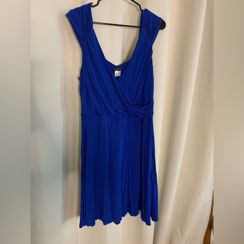 VENUS Blue Sleeveless Wrap Mini Dress